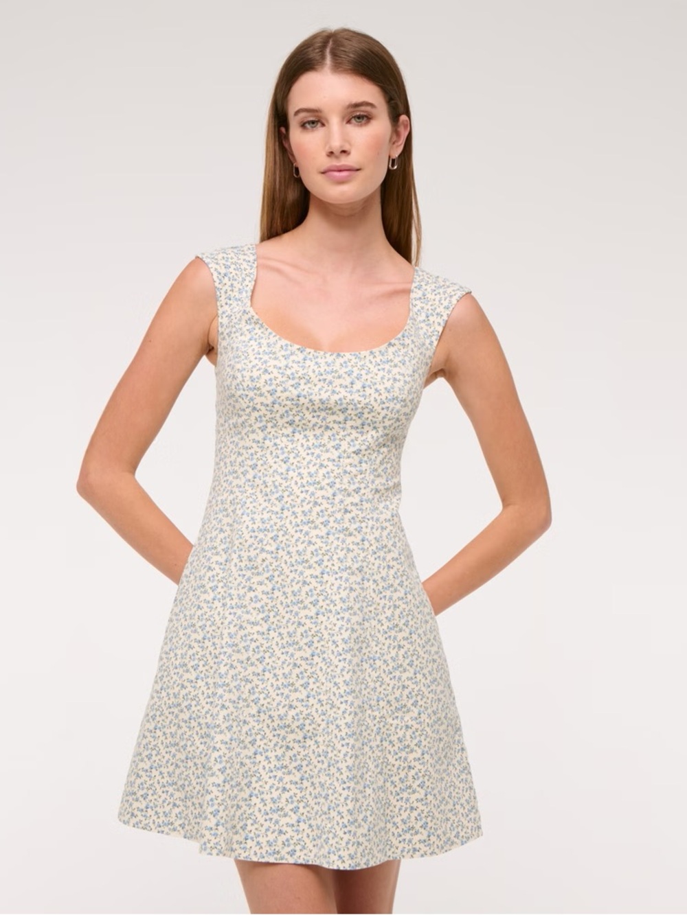 WHITE A&F Mila Cap Sleeve Mini Dress in WHITE